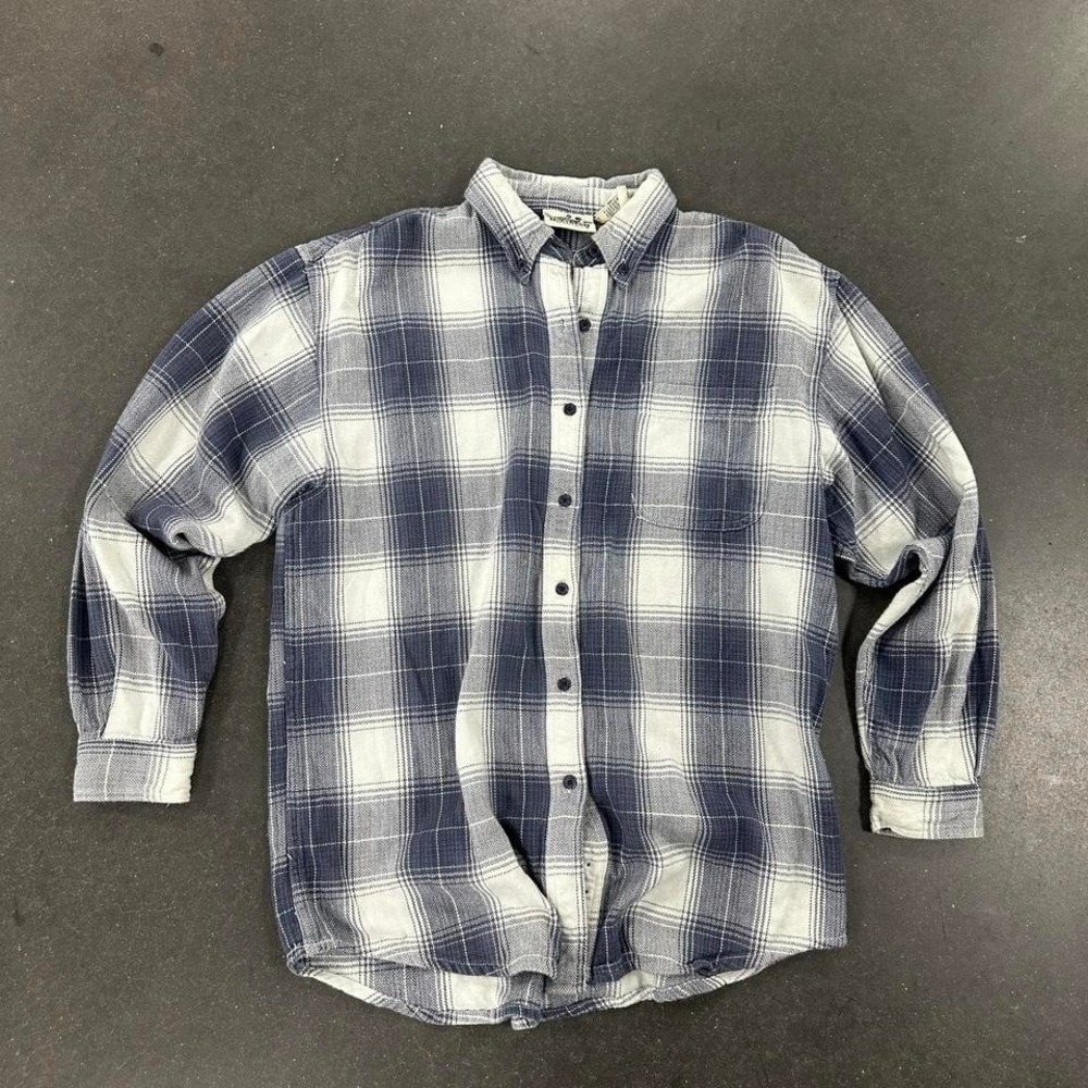 90s Northern Reflections Flannel blue & white button up shirt